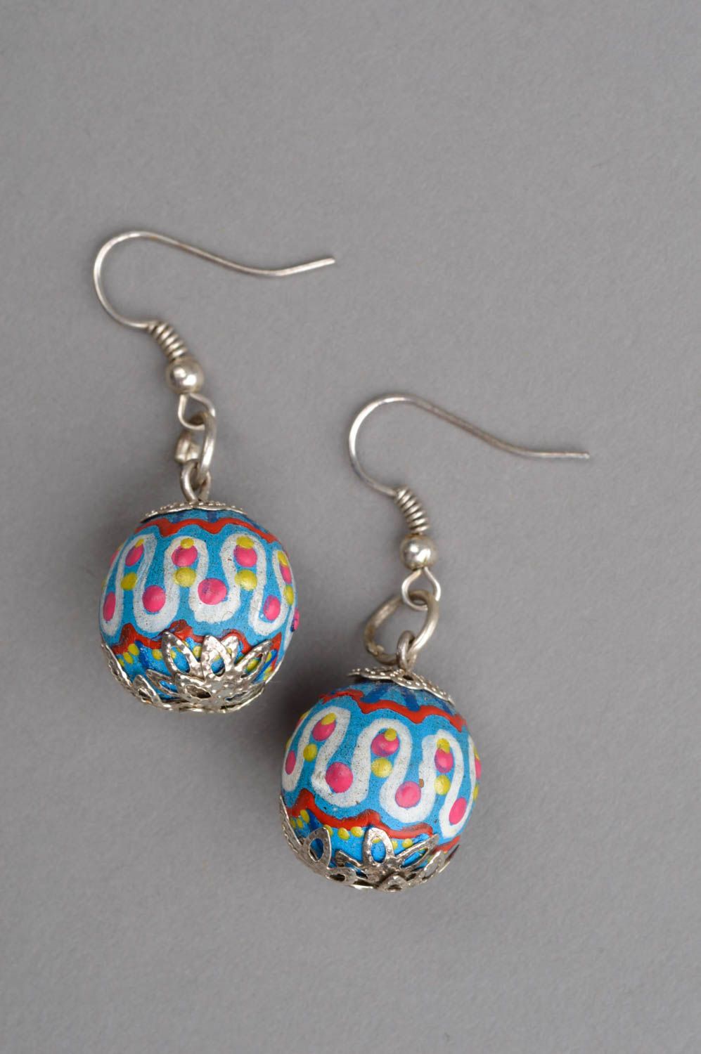 Handmade jewelry wooden earrings ball earrings designer accessories gift for her photo 3