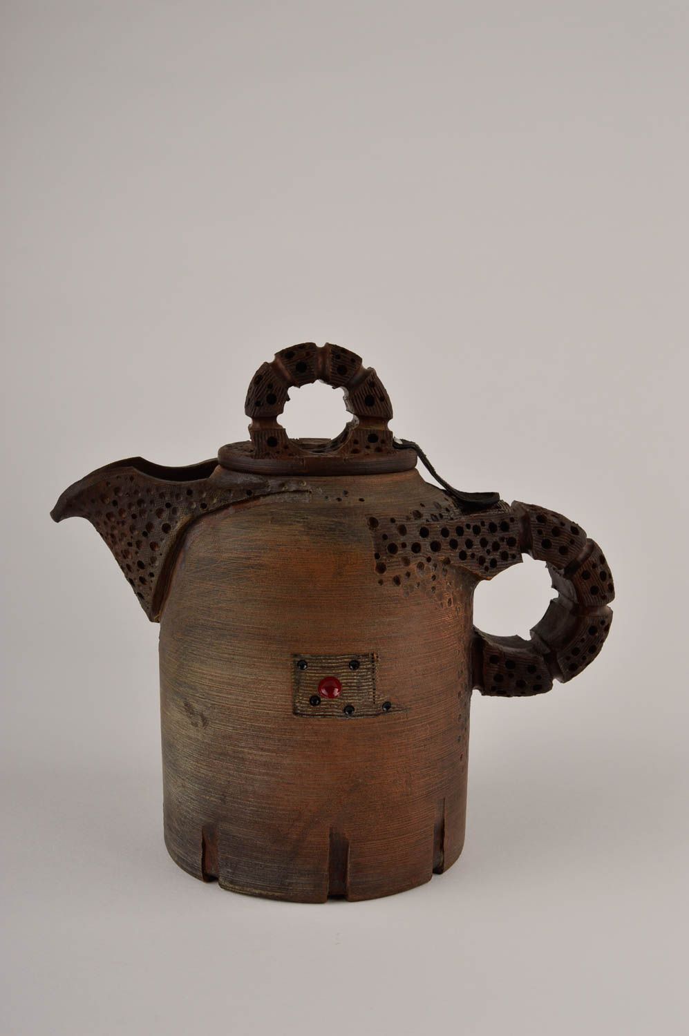 Handmade high ceramic teapot unusual clay kitchenware designer teapot photo 2