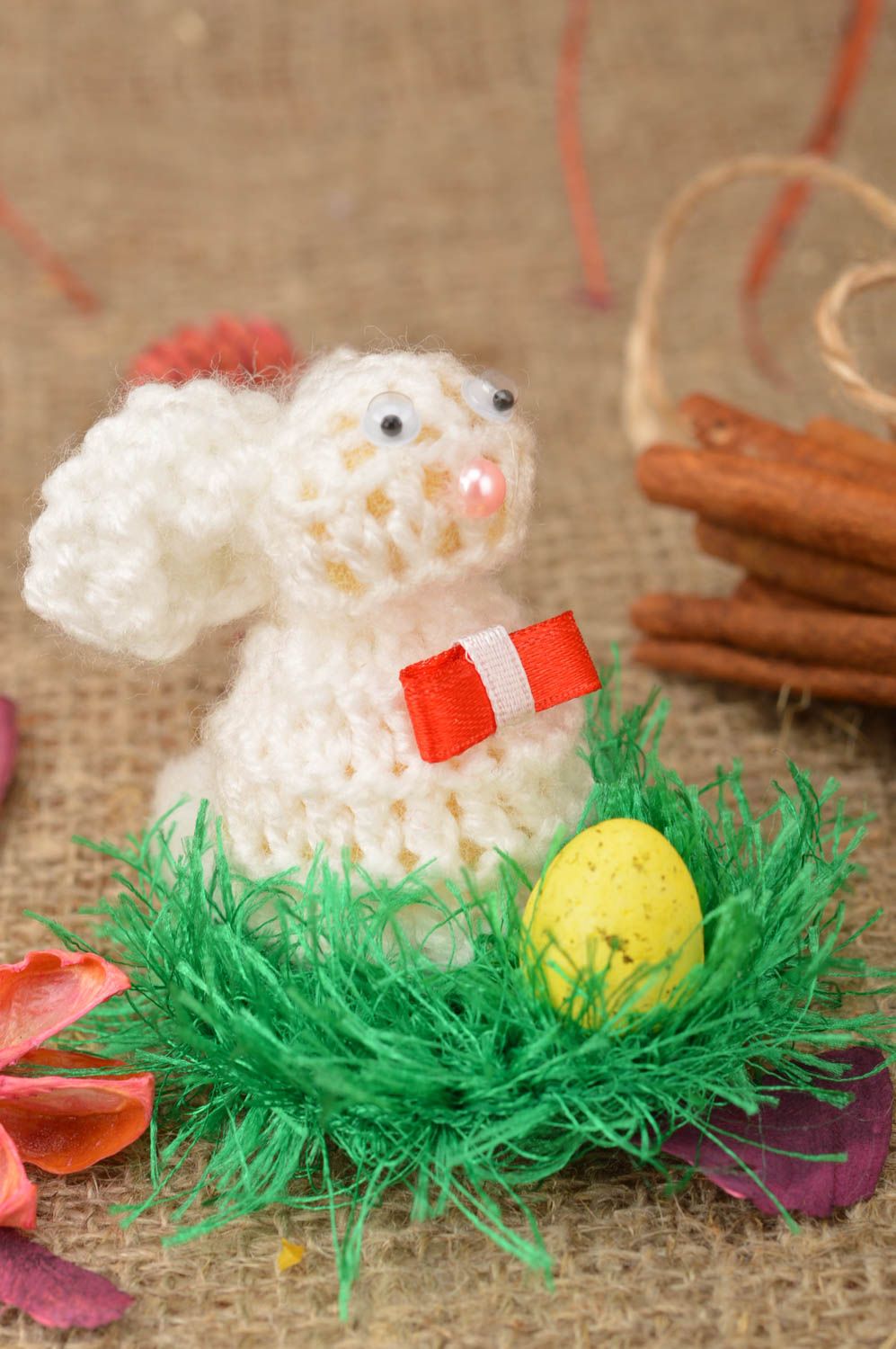 Handmade beautiful crocheted Easter bunny made of acryl for home decor photo 1