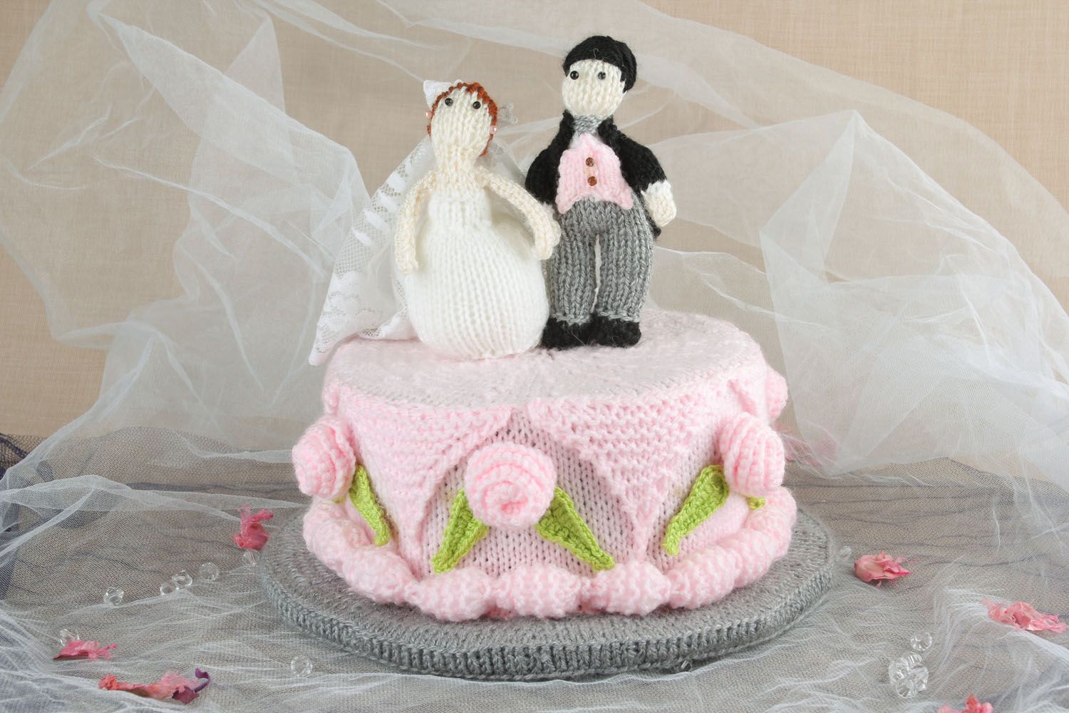 Décoration jouet tricoté gâteau de mariage photo 1