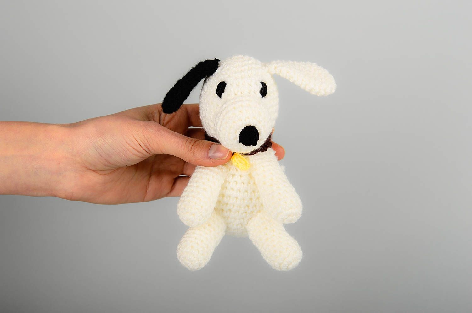 Kuscheltier Hund handgefertigt Haus Dekor Geschenk für Kinder weiß schwarz foto 2