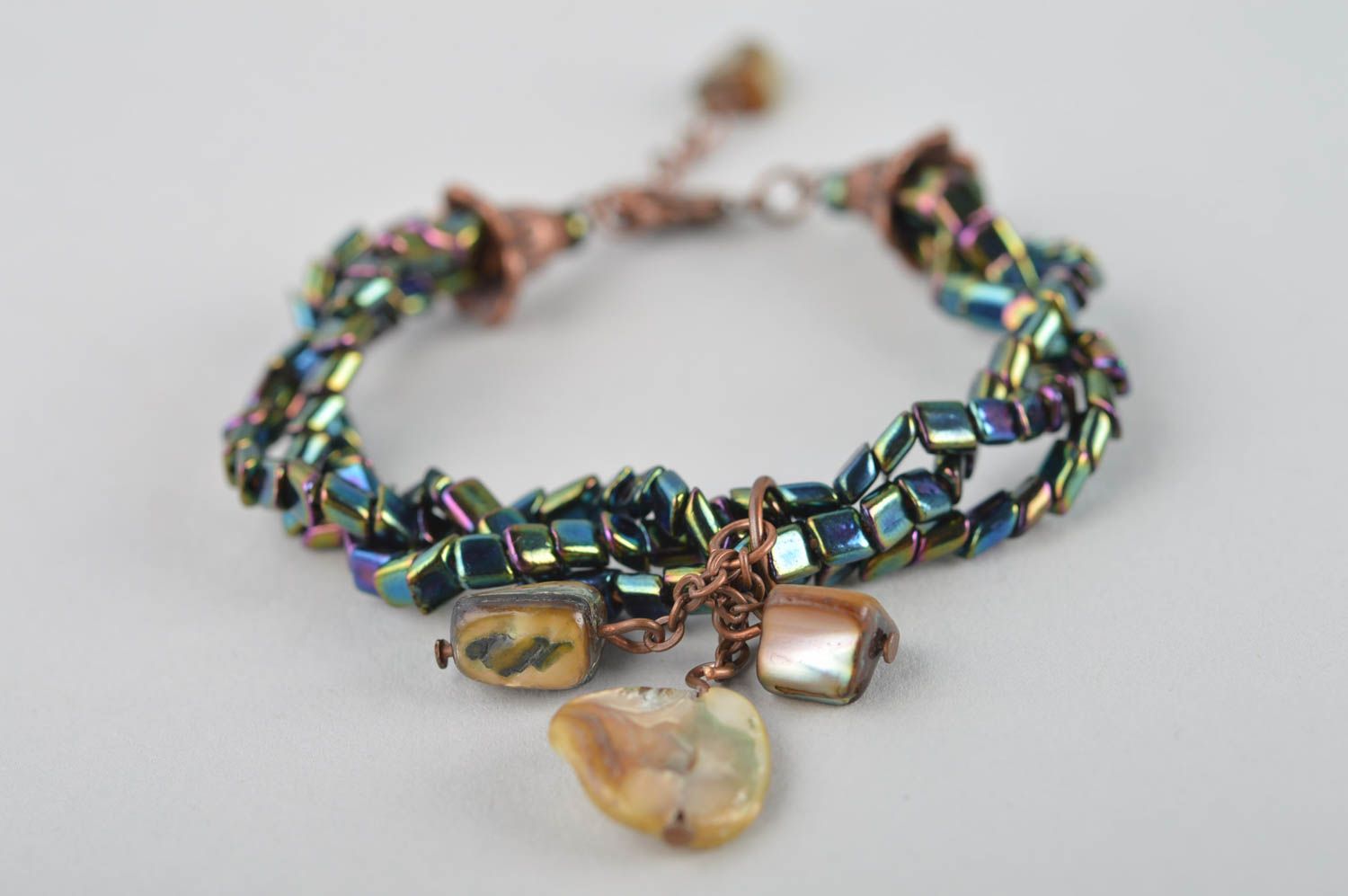 Three bead lines charm bracelet for women photo 5