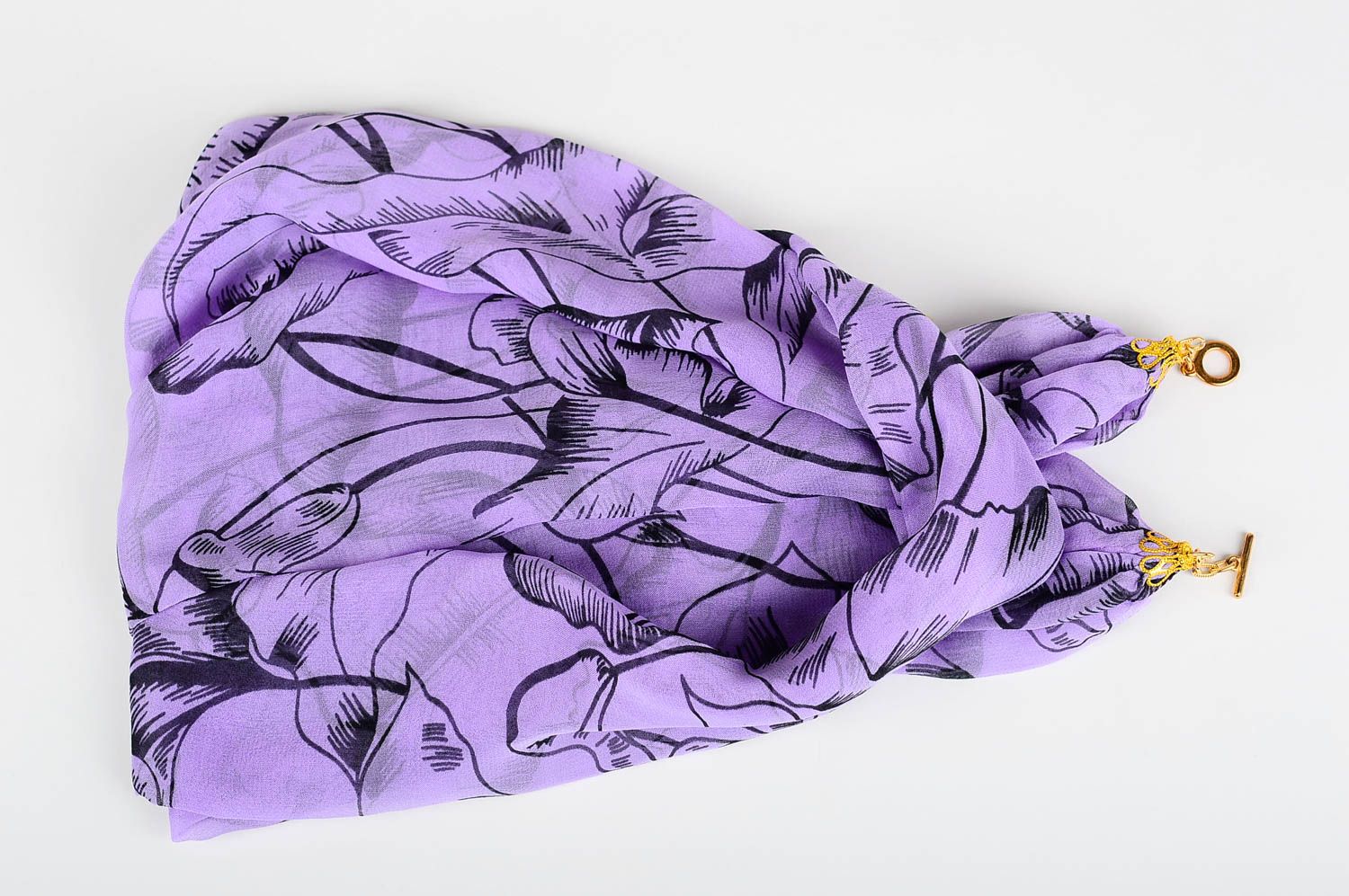 Шарф ручной работы женский шарф легкий шифоновый шарф сиреневый красивый фото 4