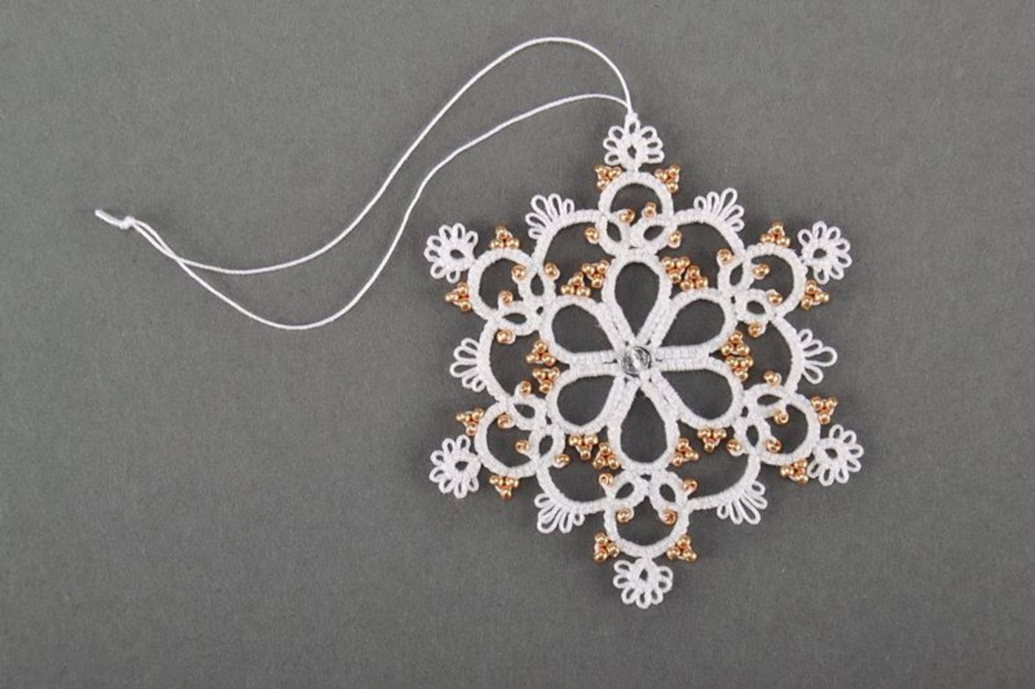 Christmas tree lace decoration in the form of a snowlake photo 3