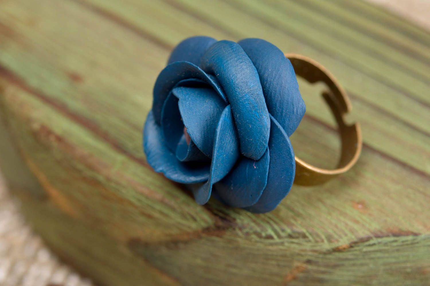 Zarter Blumen Ring handmade Polymer Schmuck Accessoire für Frauen blaue Rose foto 1