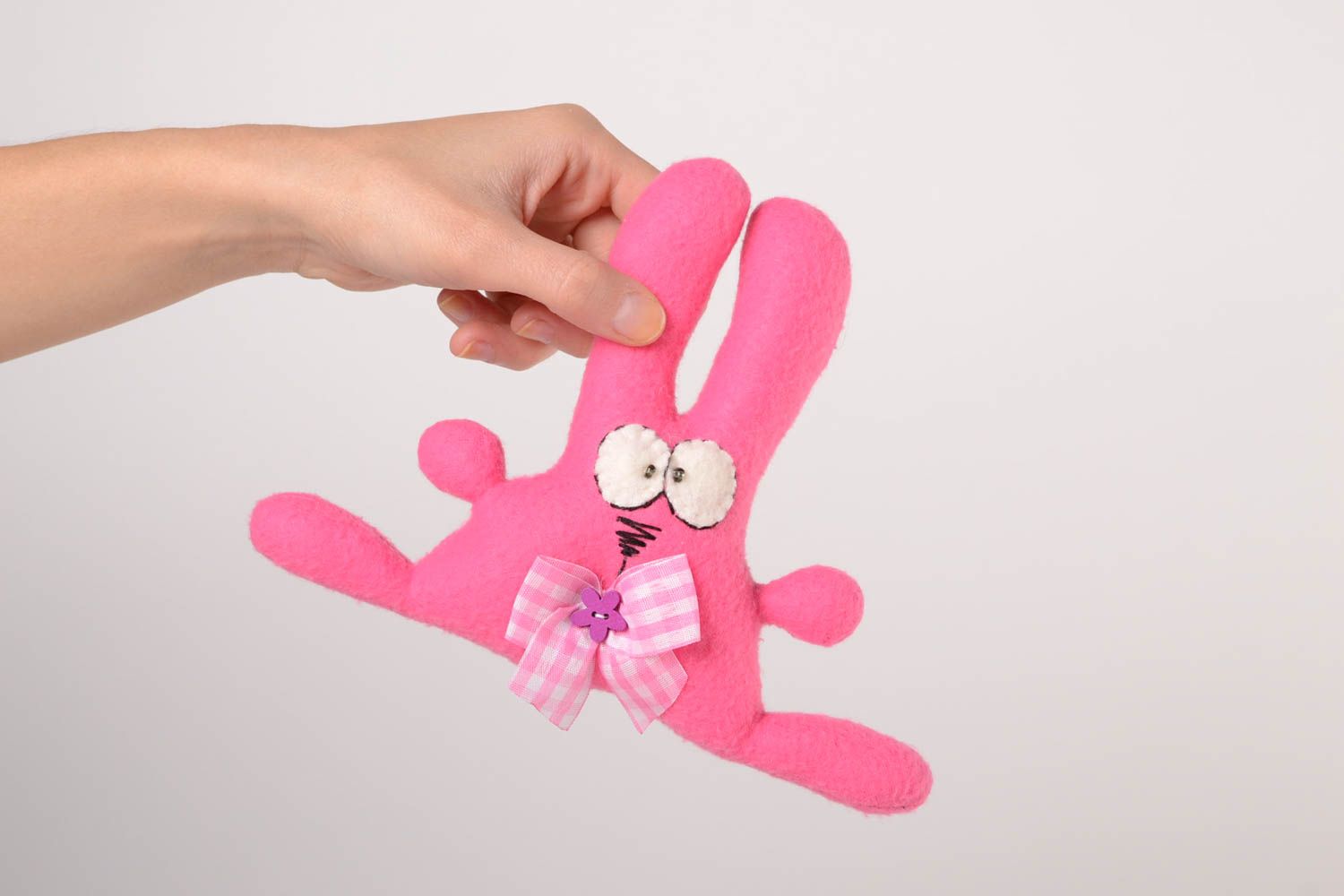 Handmade baby toy fleece handmade toy soft toy pink bunny toy toy for kids   photo 2