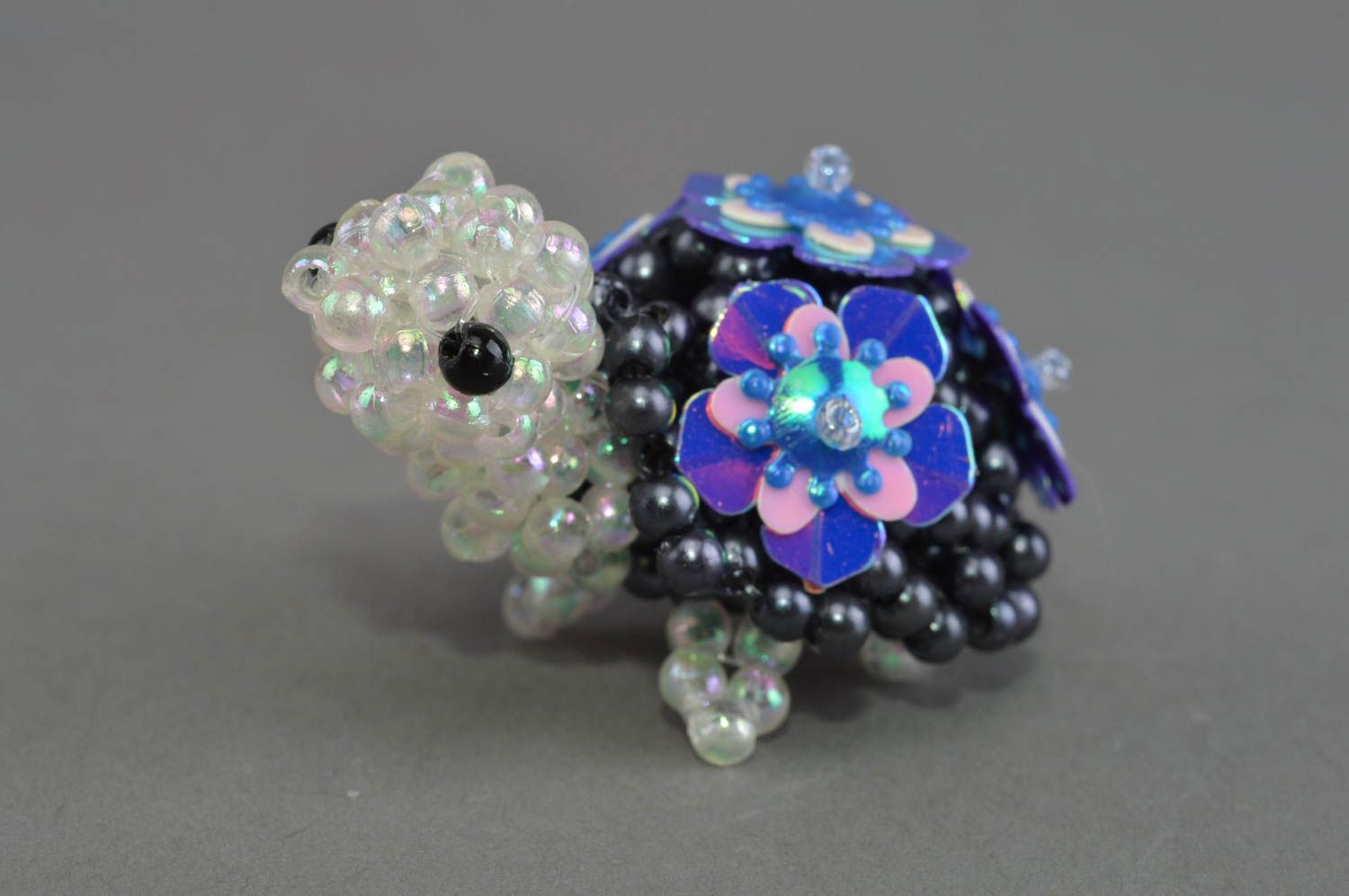 Kleine handgemachte Deko Figurine Schildkröte aus Glasperlen für Haus Dekor foto 3