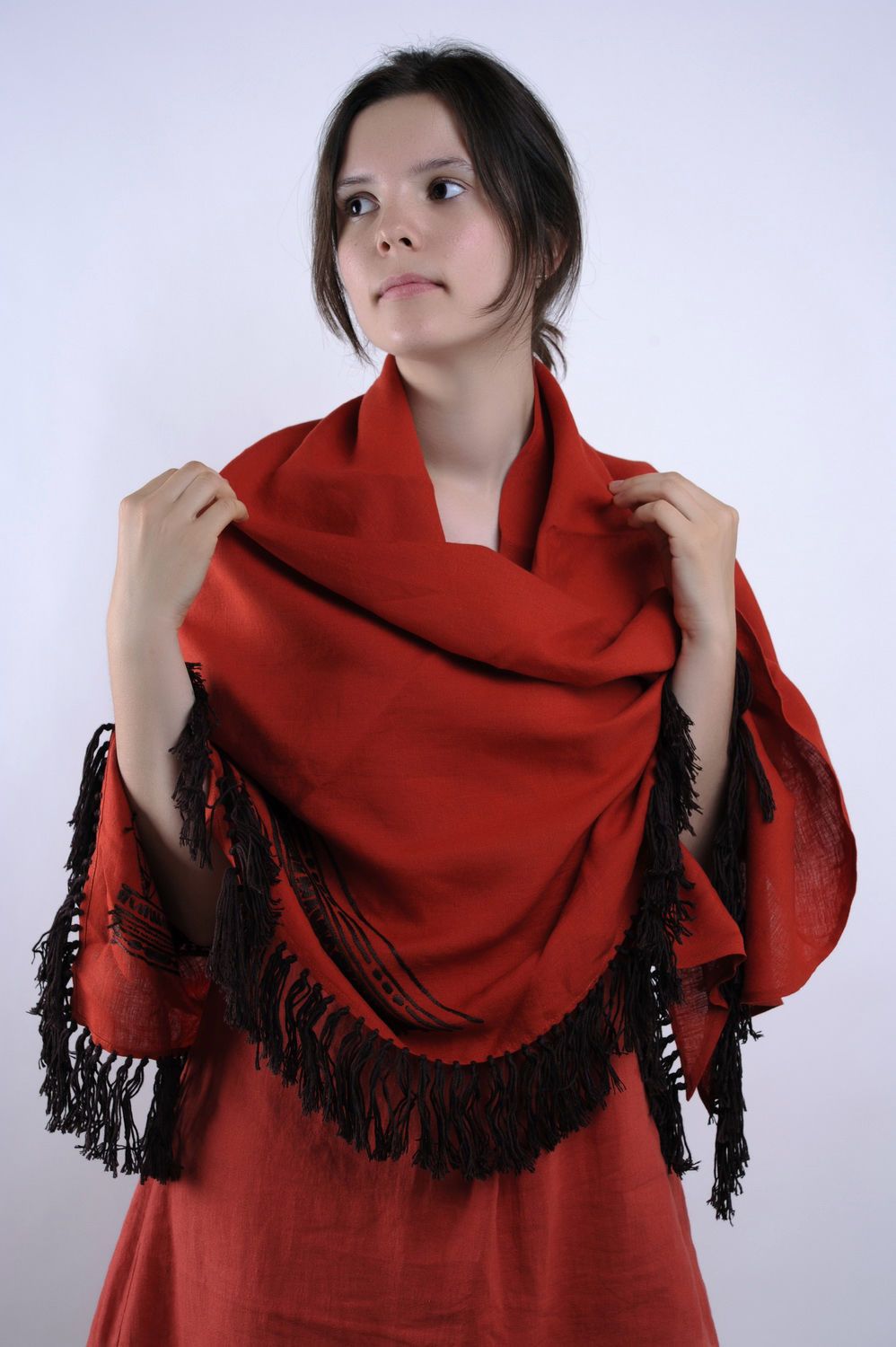Linen handmade shawl photo 3