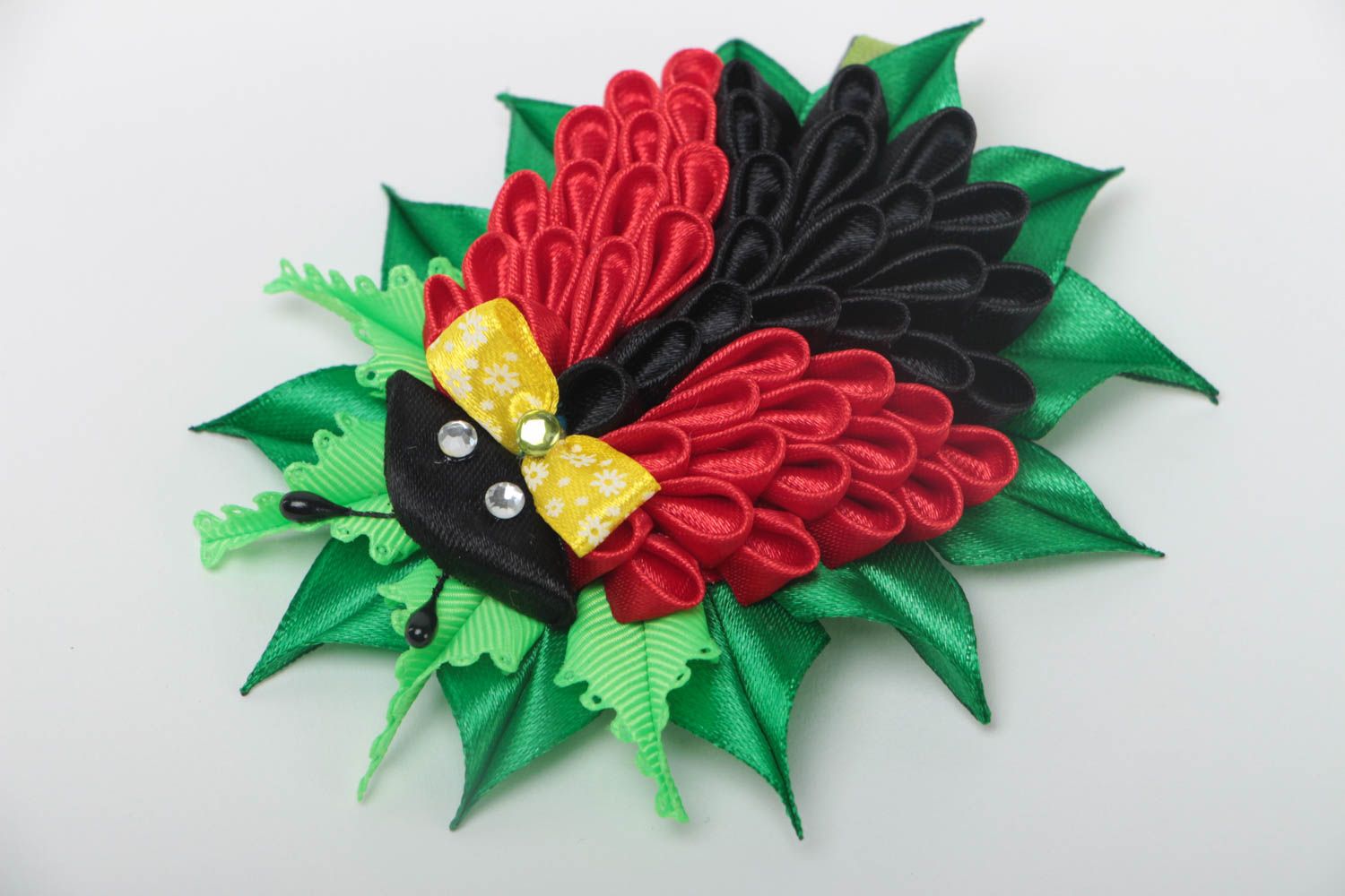 Handmade textile flower barrette designer hair accessories kanzashi ideas photo 2