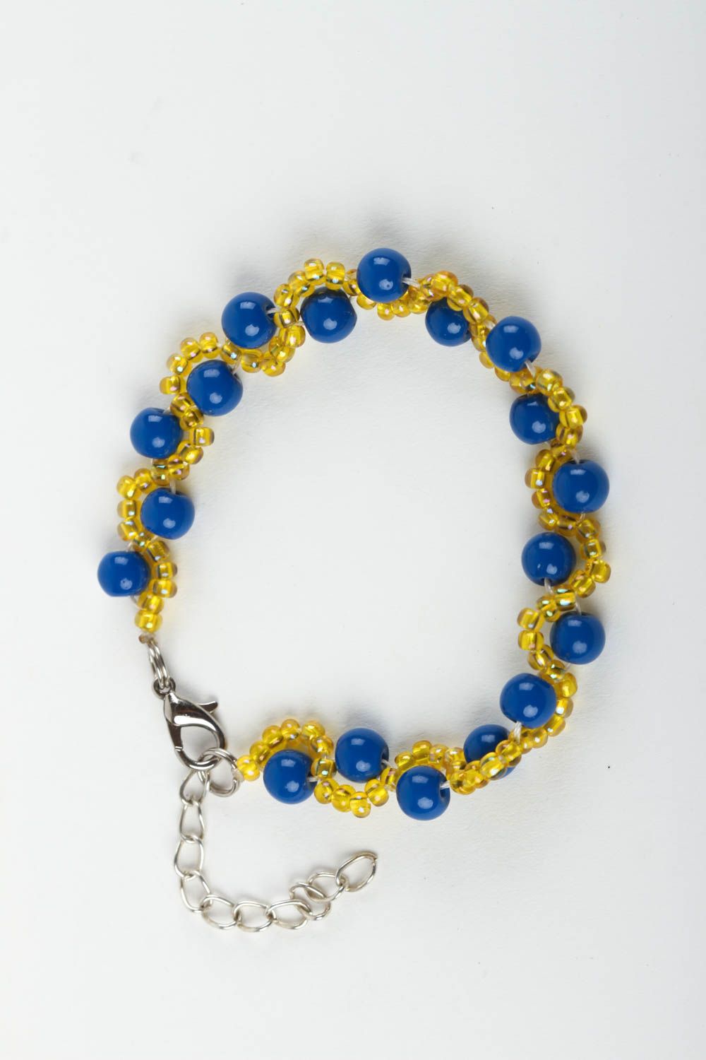 Bracelet en pierres Bijou fait main agate bleu Accessoire femme original photo 2