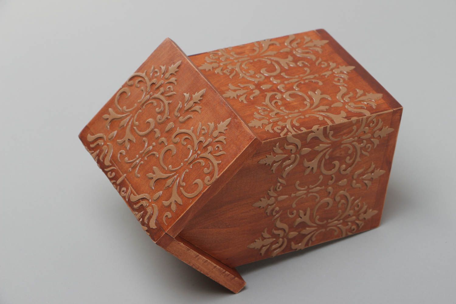 Handgemachter dekorativer Kasten für Teebeutel aus Holz mit Bemalung schön foto 3