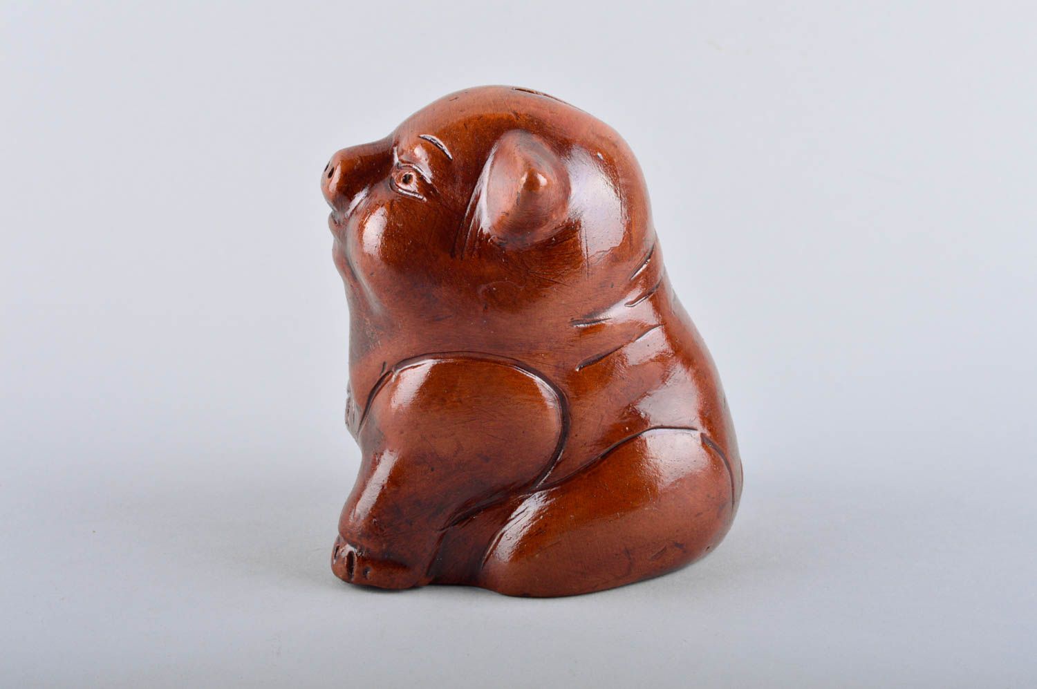Originelle Spardose handgemachte Keramik Miniatur Spardose Schwein für Dekor  foto 3