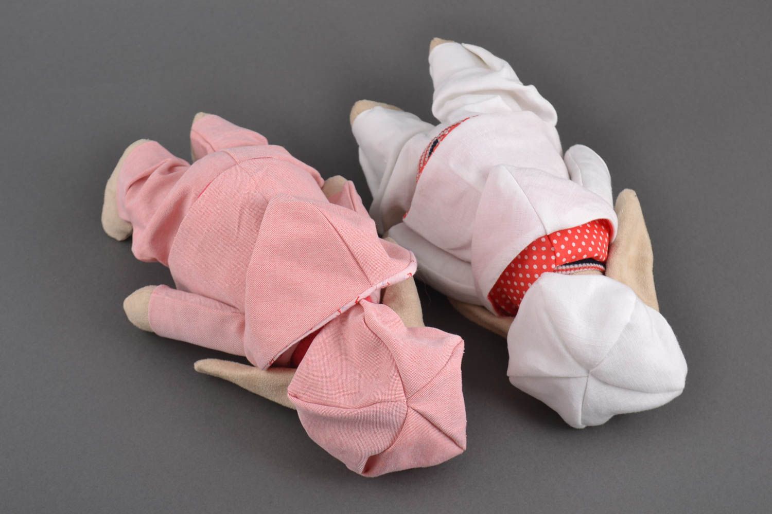 Peluches lapins fait main 2 Jouets pour enfant en tissus Cadeau original design photo 3