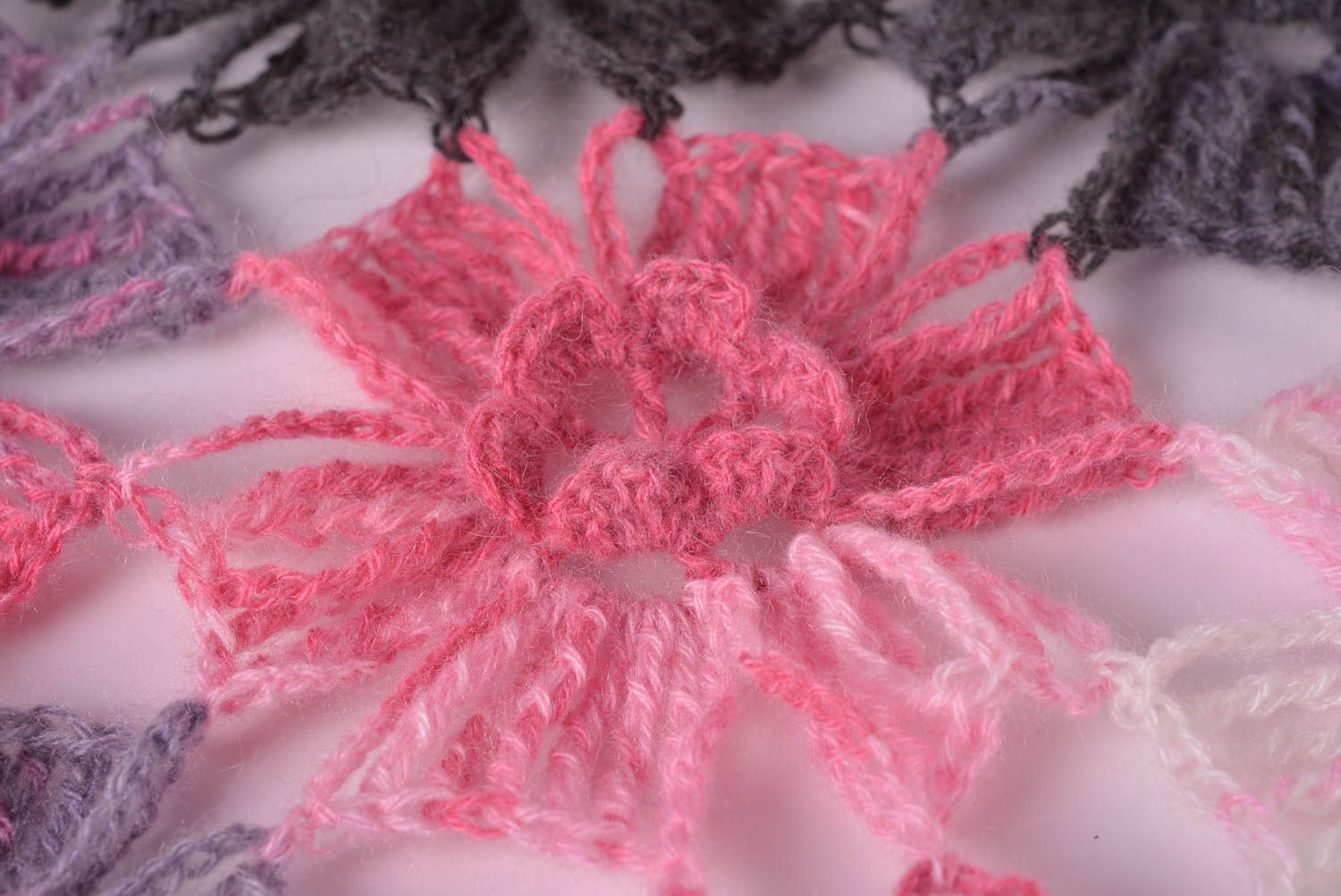 Designer Schal handgefertigt Damen Stola Geschenk für Frauen gehäkelt rosa foto 5