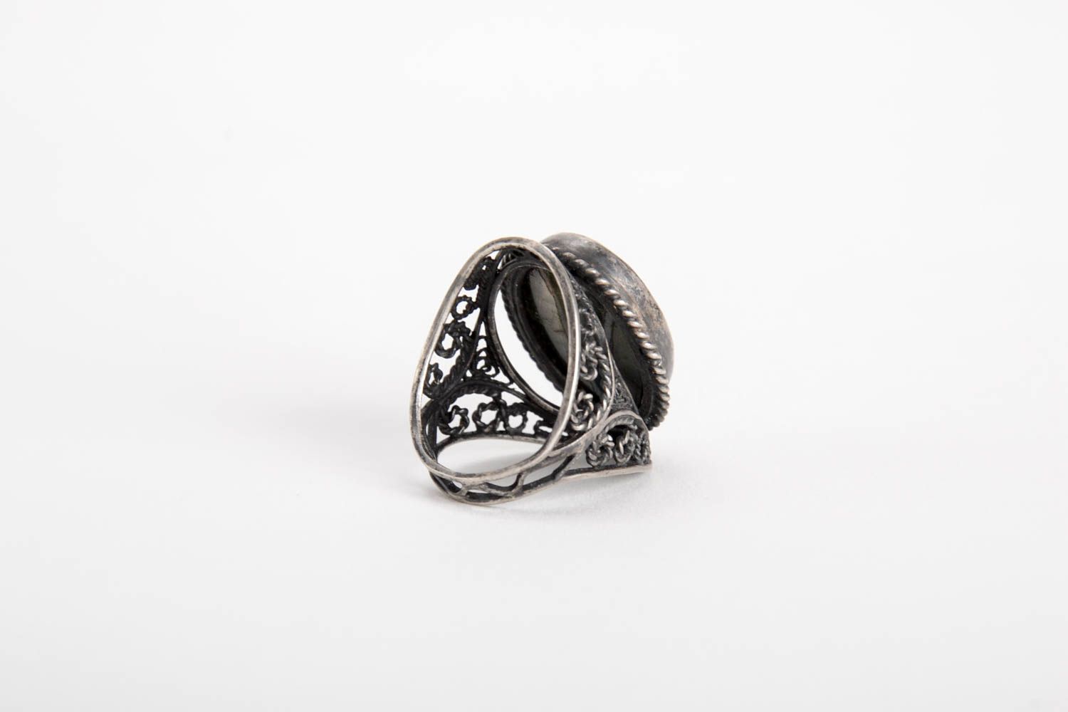 Женское кольцо ручной работы серебряное кольцо с камнем серебряное украшение фото 4