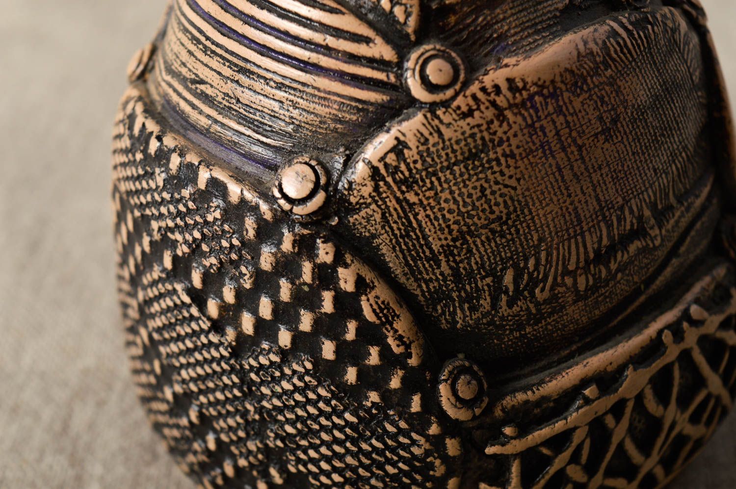 Vase argile Déco maison fait main de tons marron Cadeau original design photo 3