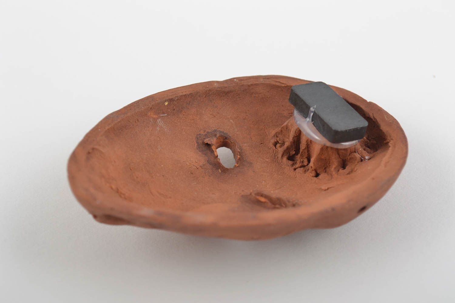 Aimant céramique fait main Magnet frigo masque marron Décoration réfrigérateur photo 3