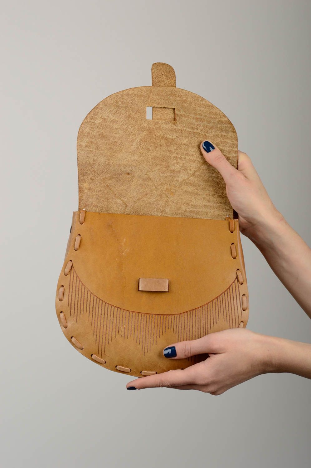 Сумка ручной работы сумка через плечо коричневая сумка из кожи в стиле бохо фото 3