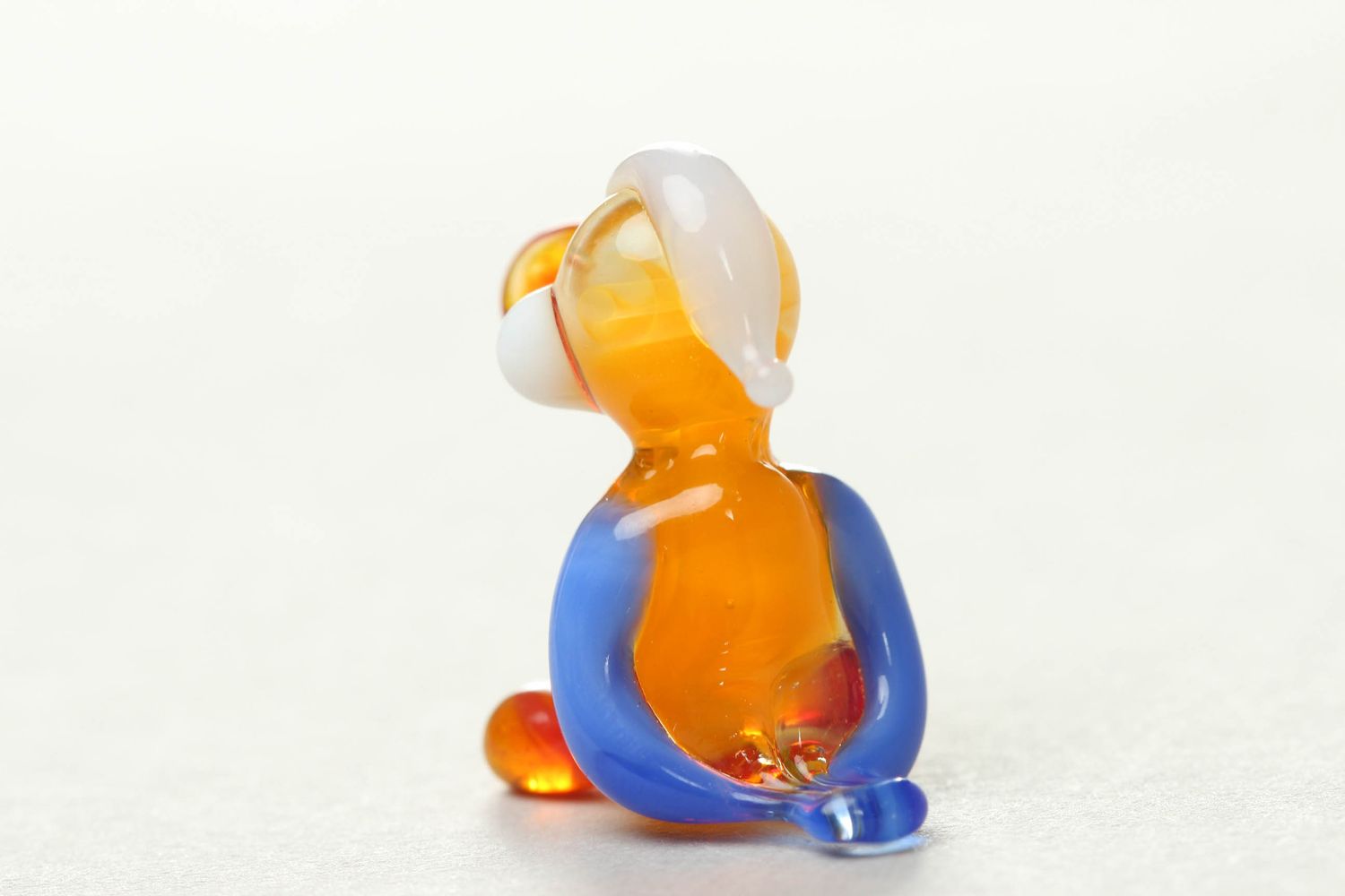 Figura artesanal de vidrio Pato colorado foto 3