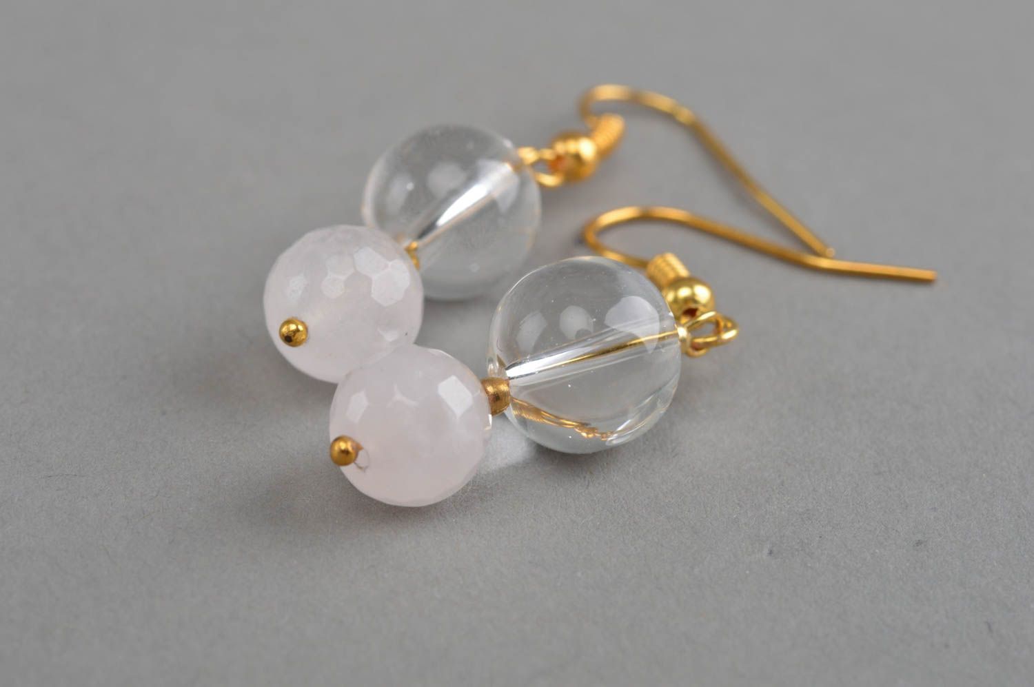 Beautiful homemade earrings with natural stones beaded earrings gemstone jewelry photo 4