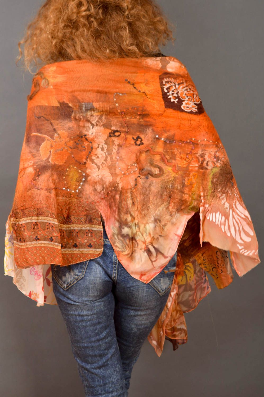 Женский шарф ручной работы шарф из шерсти валяный шарф модный шерстяной шарф фото 5