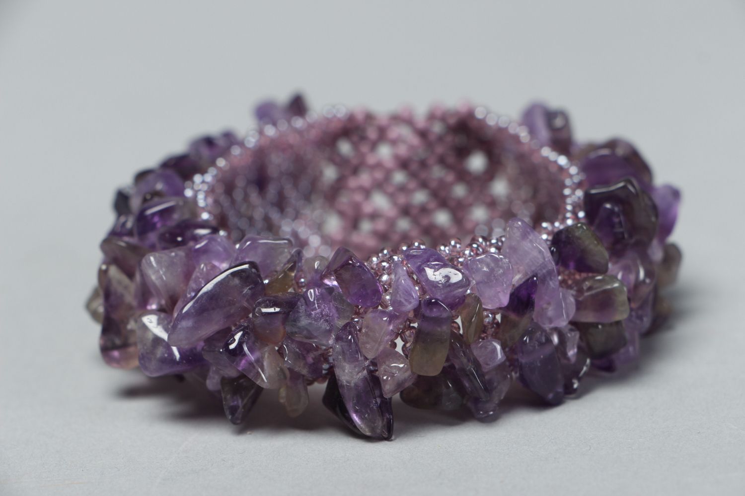 Amethyst purple stone beads all-size bracelet for women photo 1