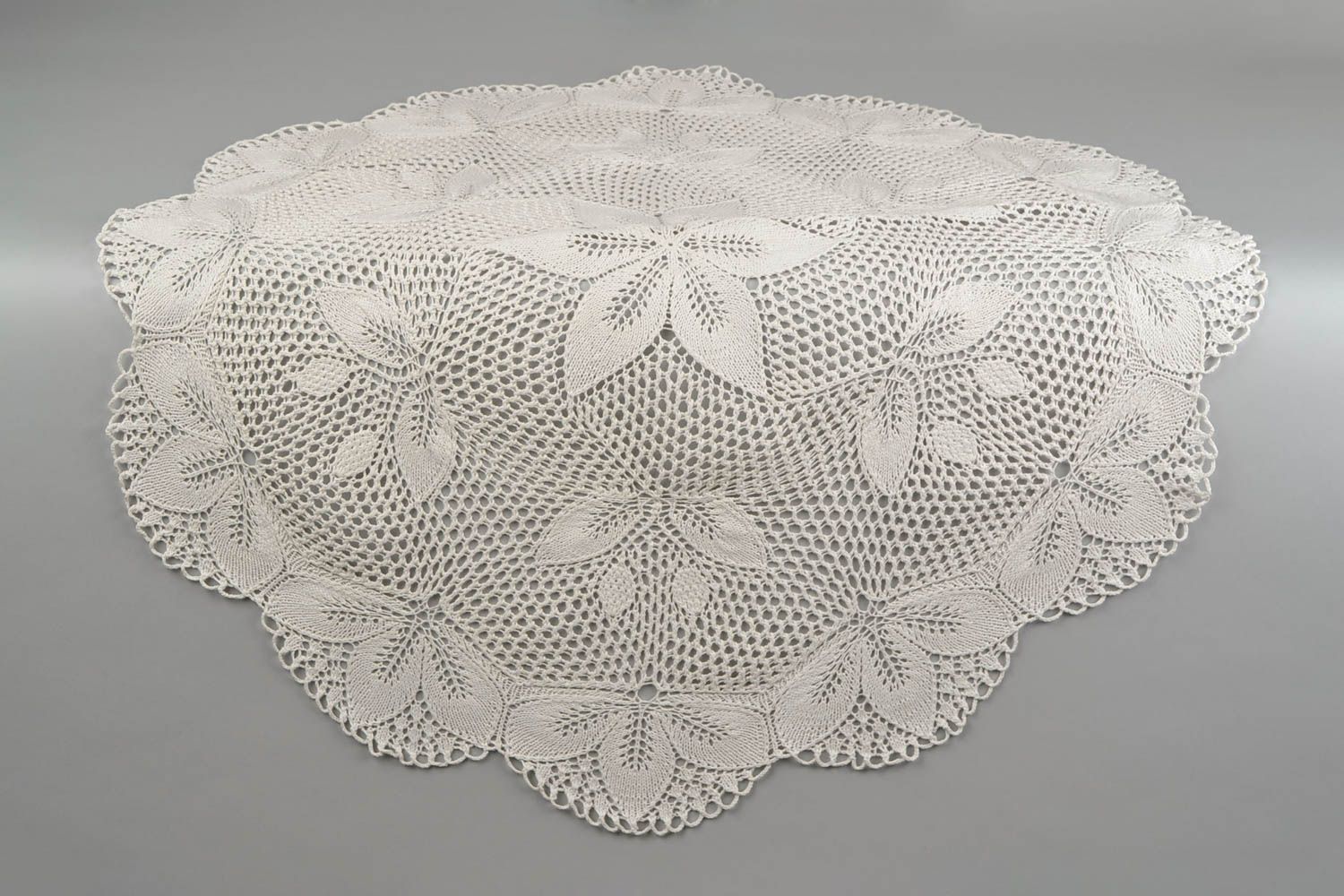 Openwork knitted tablecloth handmade lace napkin vintage style interior decor photo 3