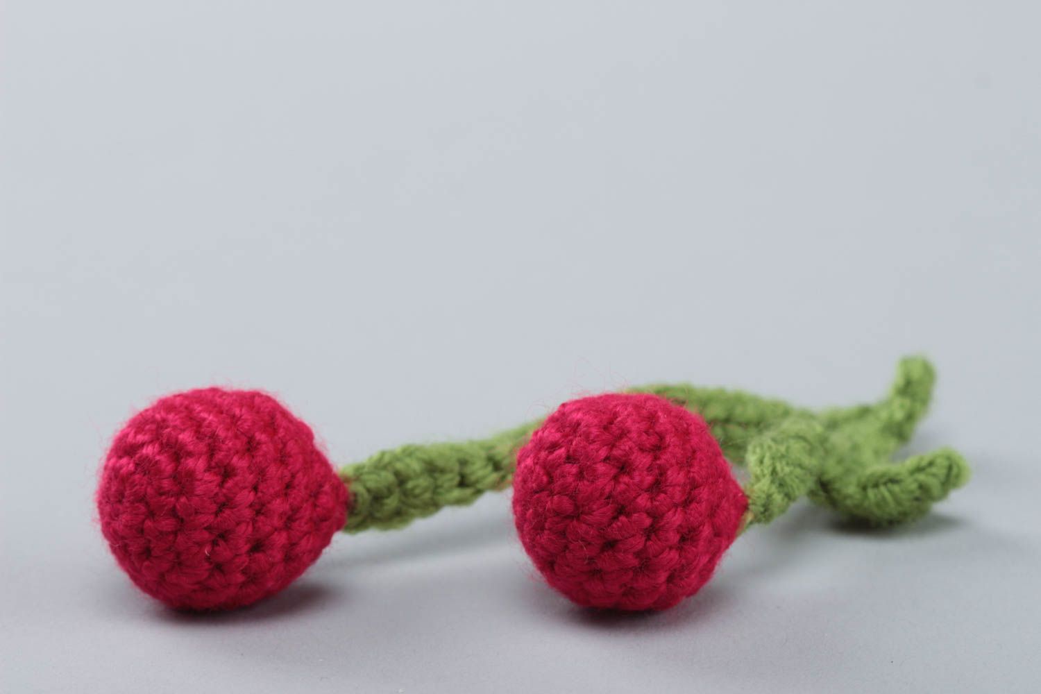 Handmade small designer crochet soft toy cherry for kids and interior decor photo 3