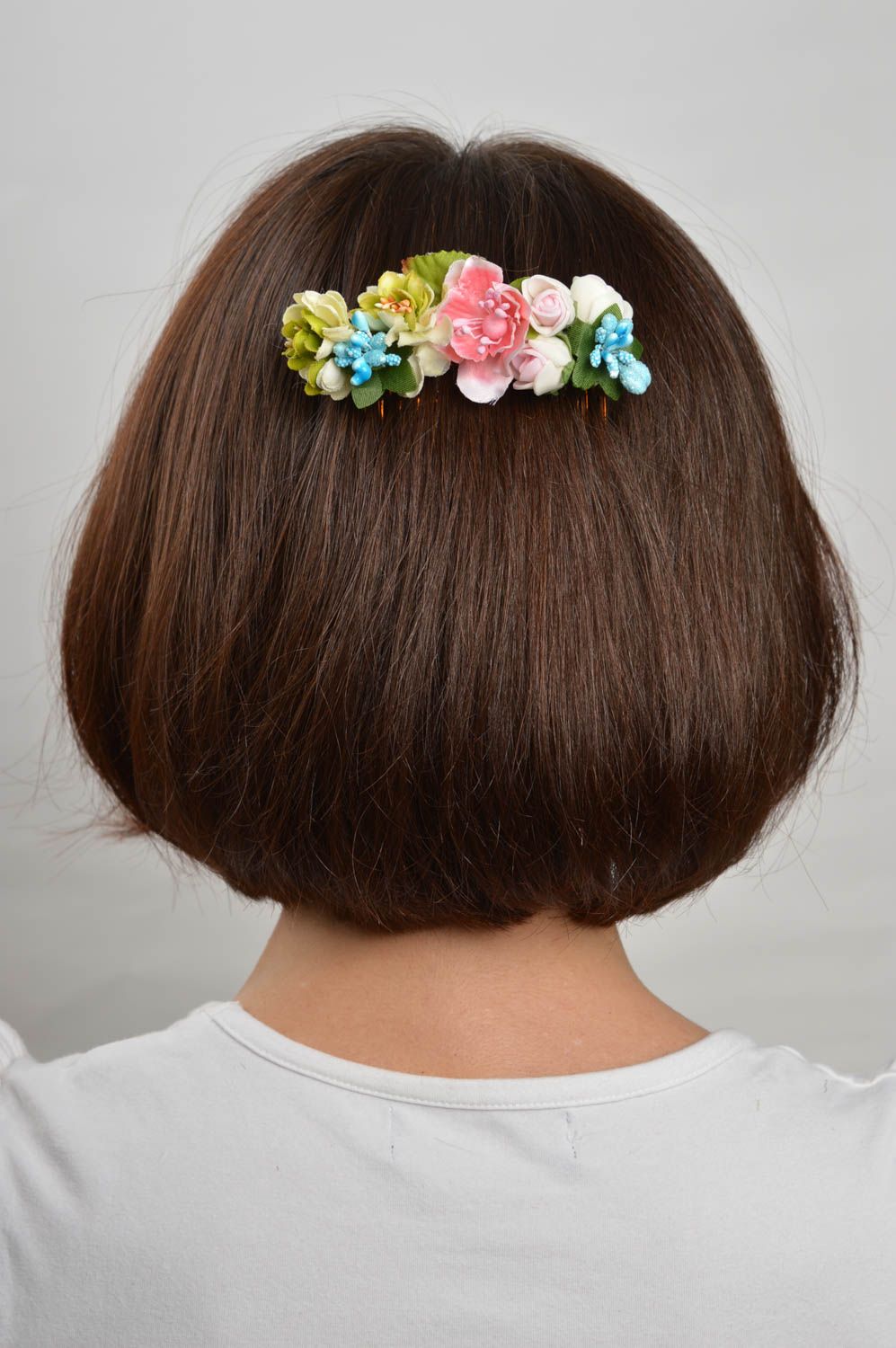 Peigne cheveux fait main Accessoire cheveux plastique design floral Cadeau femme photo 1