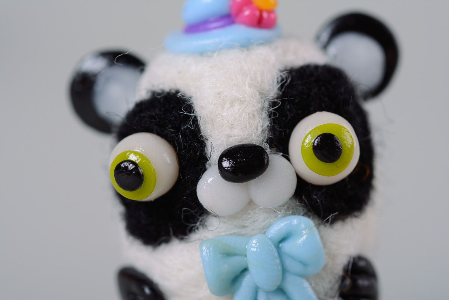 Карманная игрушка из шерсти сухое валяние Панда фото 4