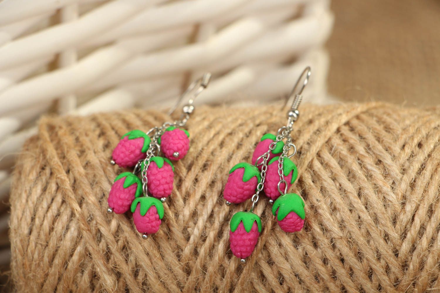 Earrings with plastic charms Berries photo 4