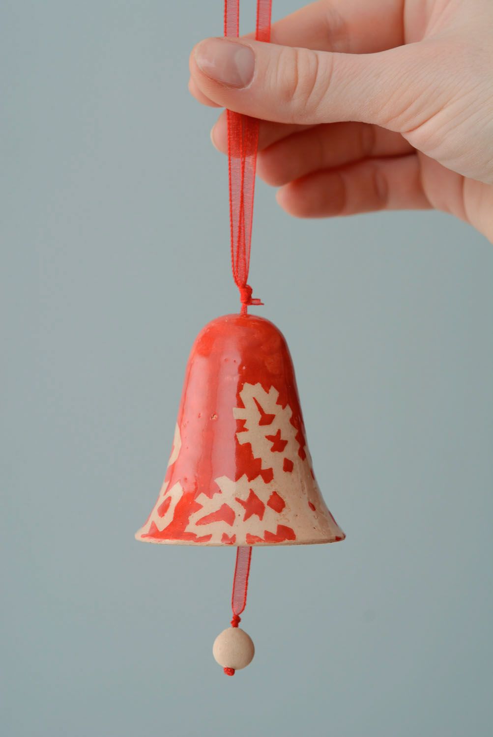 Painted ceramic bell Red photo 4