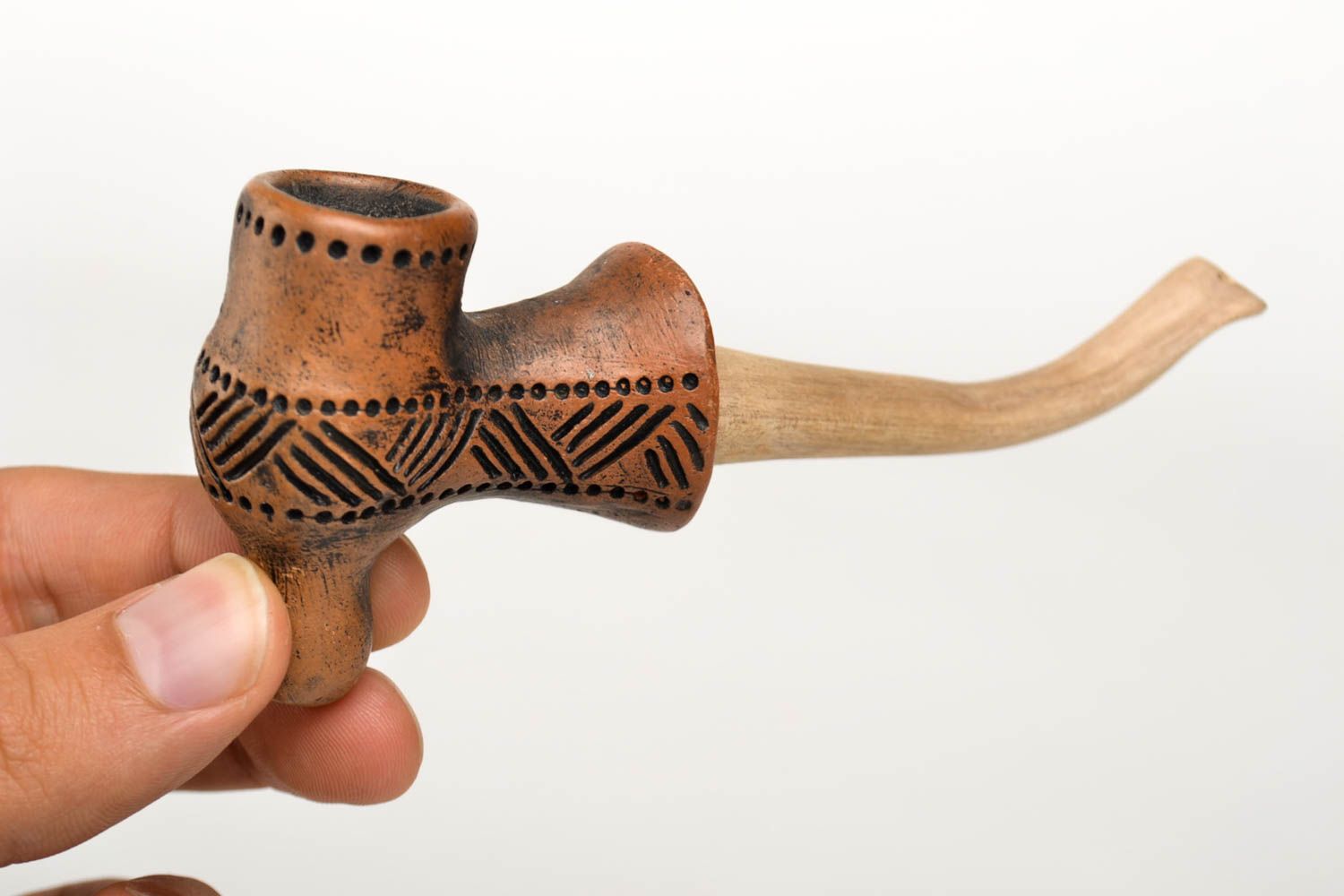 Pipa de barro hecha a mano elegante accesorio para fumador regalo para hombres foto 4