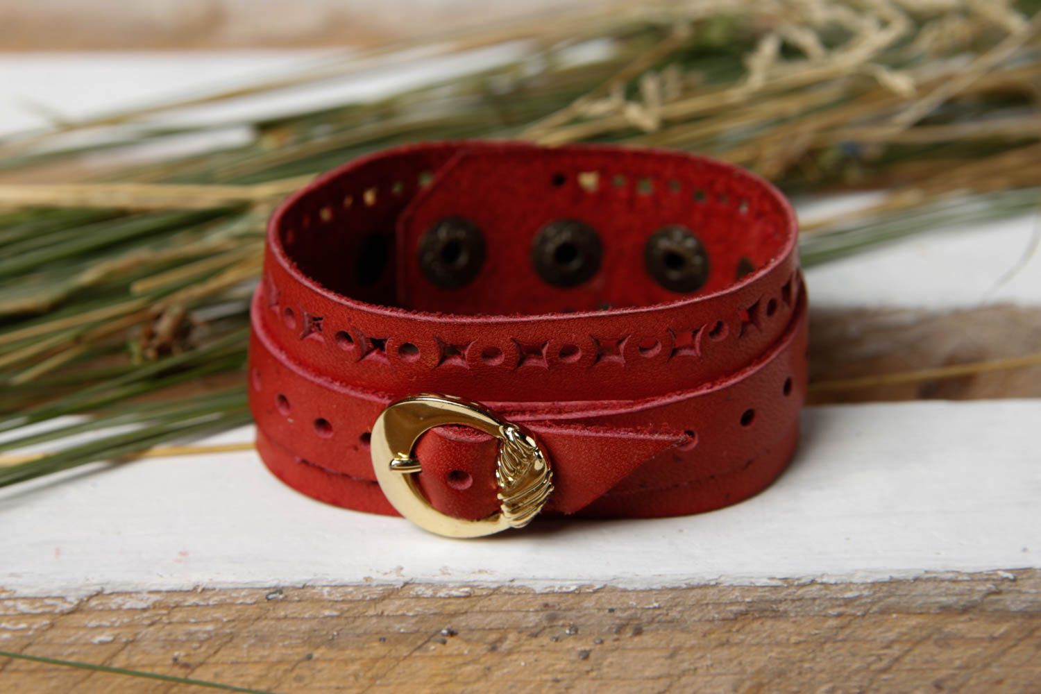 Handmade cute red bracelet stylish wrist accessory designer leather bracelet photo 1
