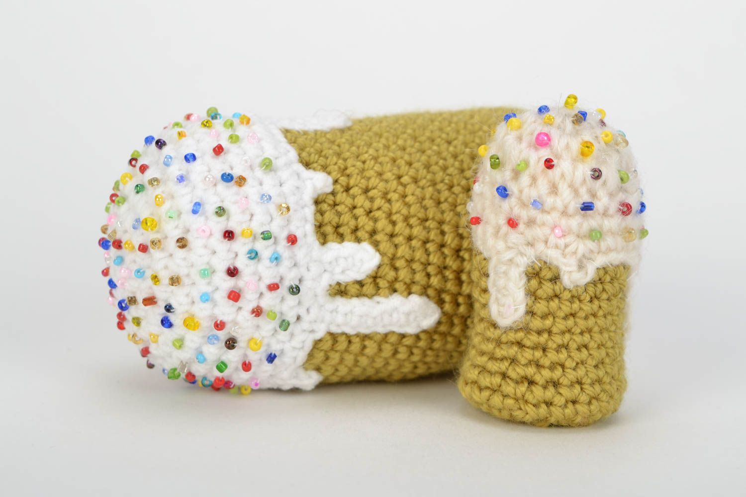 Beautiful handmade crochet soft Easter cakes set 2 pieces for home decor photo 3