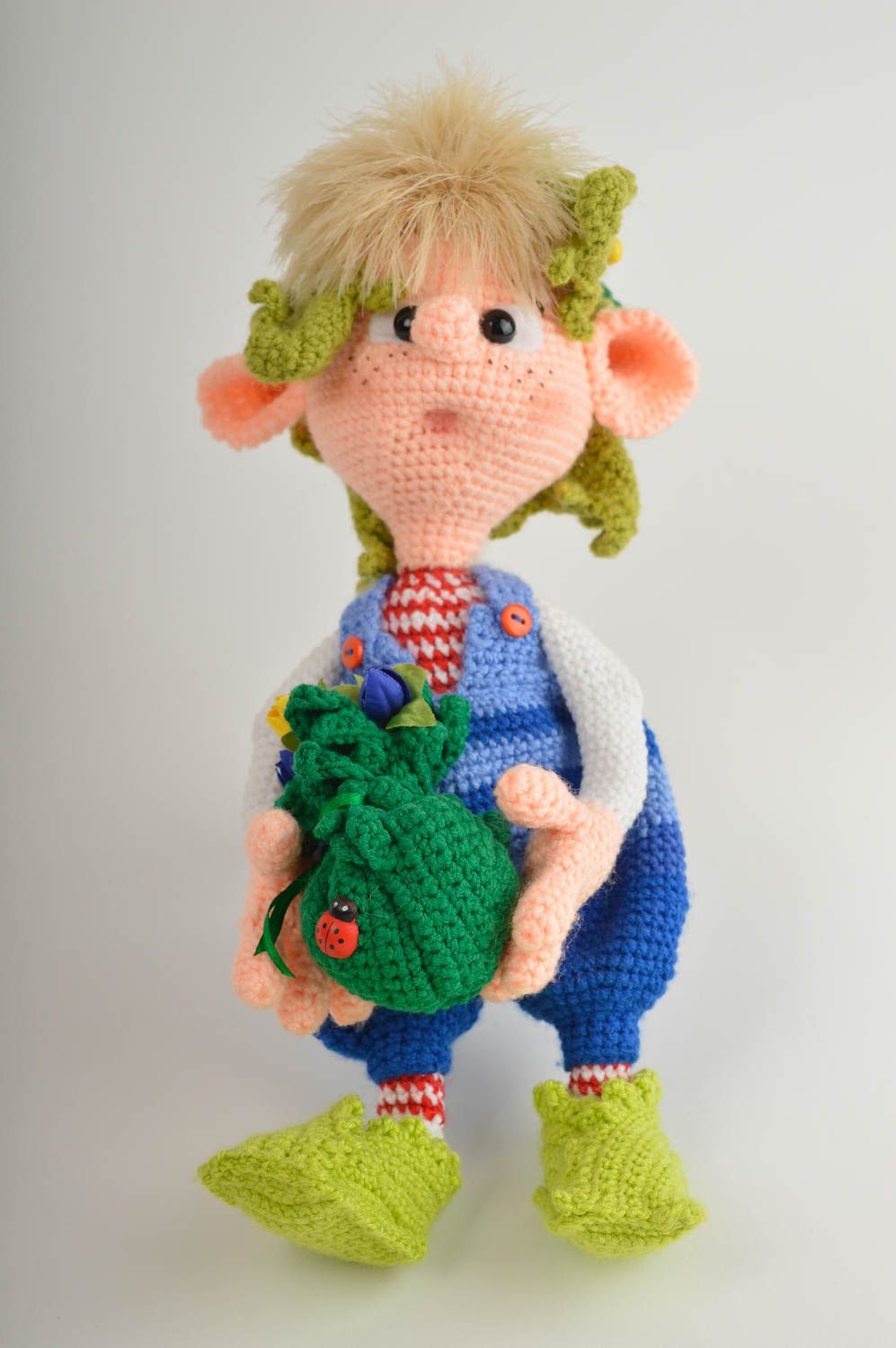 Handmade Stoff Spielzeug Designer Puppe Häkel Kuscheltier Geschenk für Kind Elf foto 2