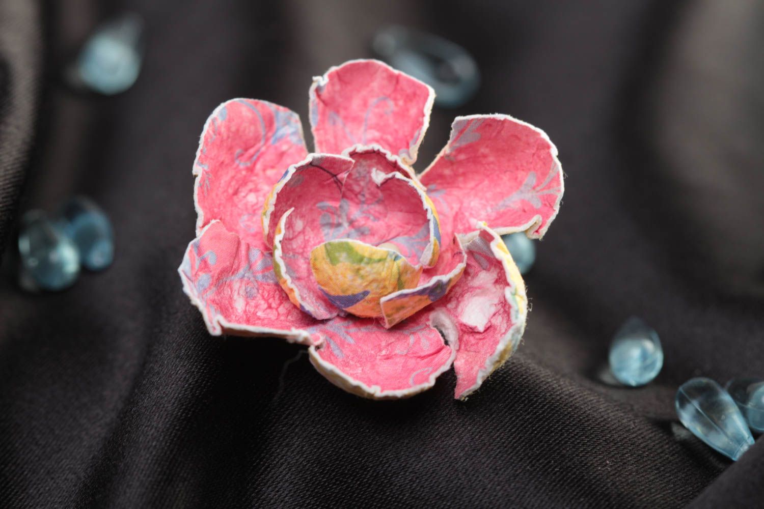 Handmade designer pink paper flower for scrapbooking creative work photo 1