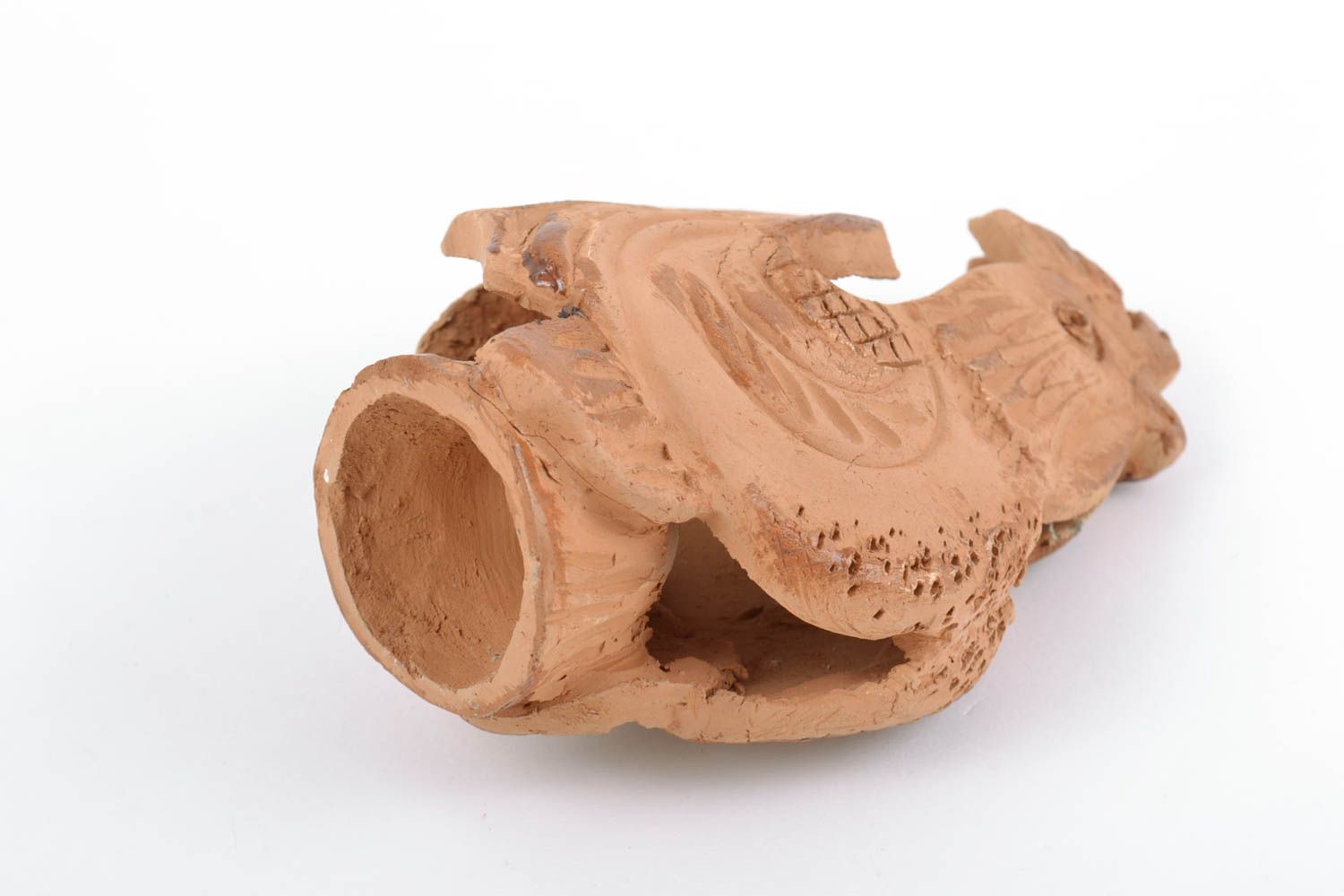 Figura de cerámica original hecha a mano de arcilla estilosa bonita marrón foto 5