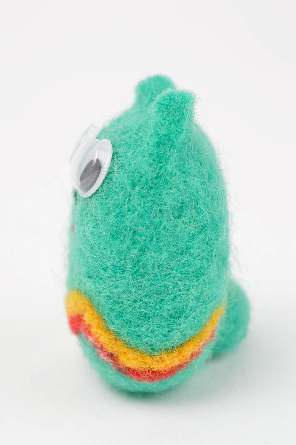 Peluche décorative fait main Jouet en laine Cadeau enfant Chaton turquoise photo 3