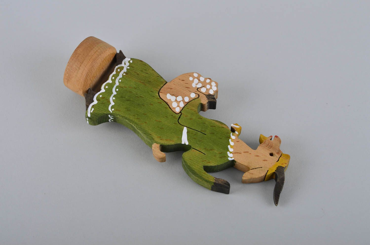 Jouet en bois de hêtre chèvre Jouet fait main peint écolo Cadeau pour bébé photo 5