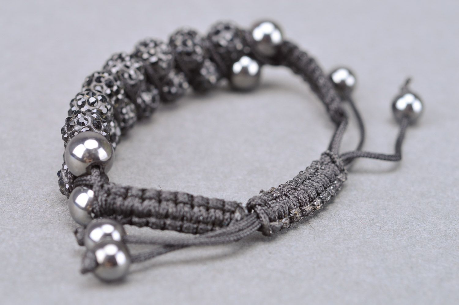 Festive designer handmade woven bead bracelet of black color for women photo 5