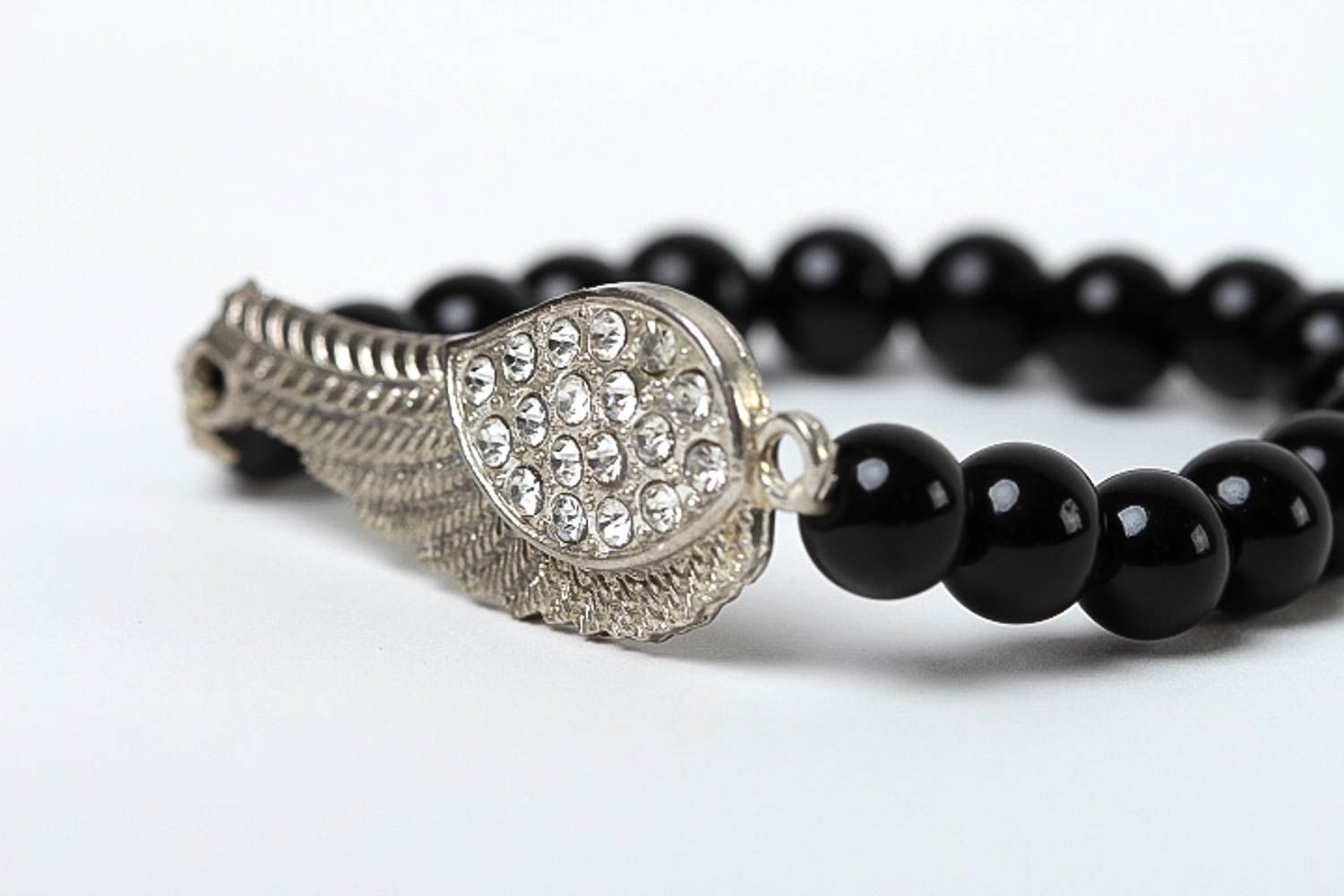 Black beaded bracelet handmade designer bracelet natural stone jewelry photo 3