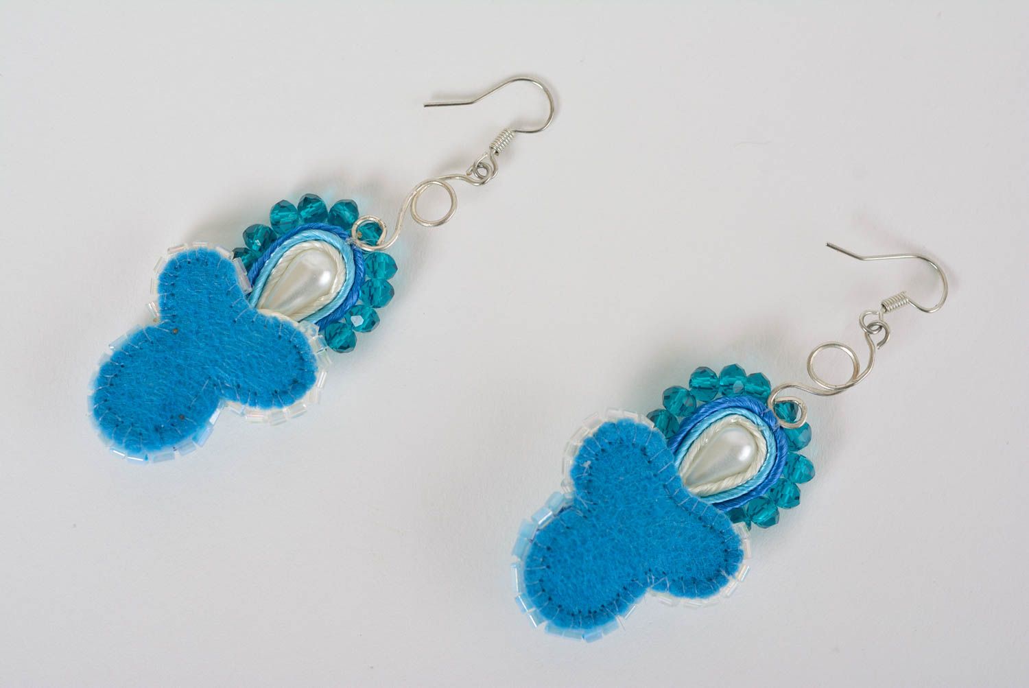 Soutache earrings handmade earrings evening accessories with natural stones photo 4