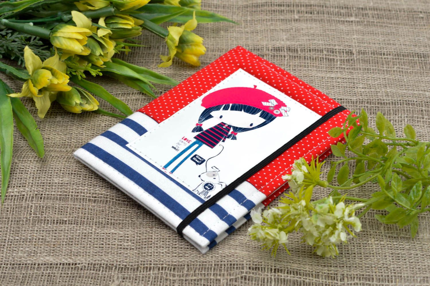 Bright handmade fabric passport cover handmade accessories small gifts for her photo 1