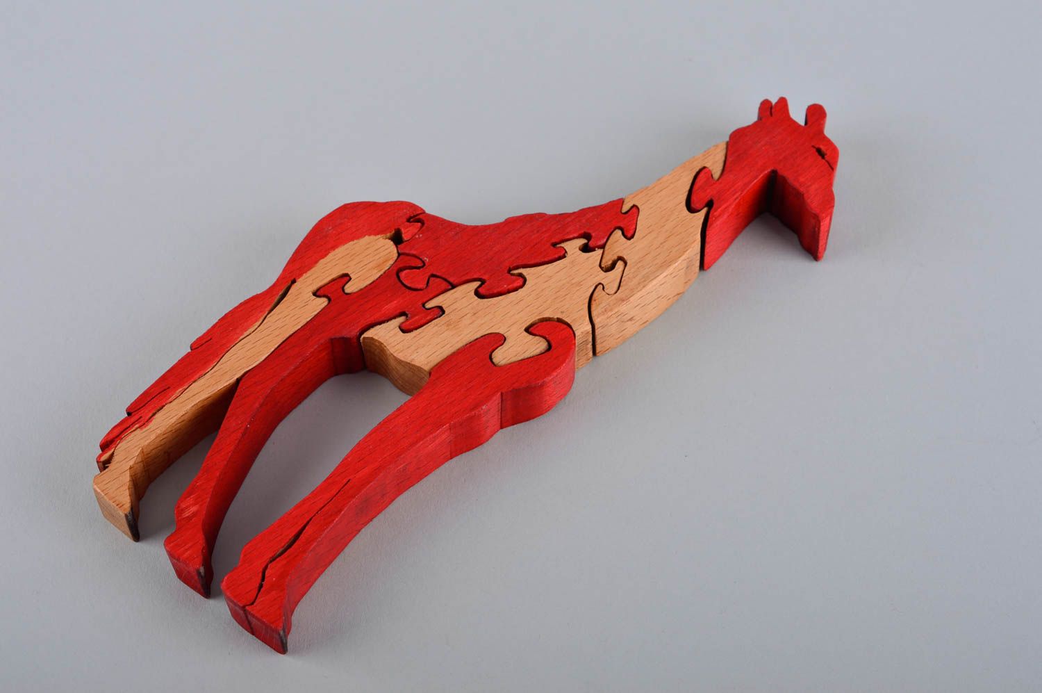 Rompecabezas de madera artesanal juguete infantil pasatiempo original jirafa foto 4