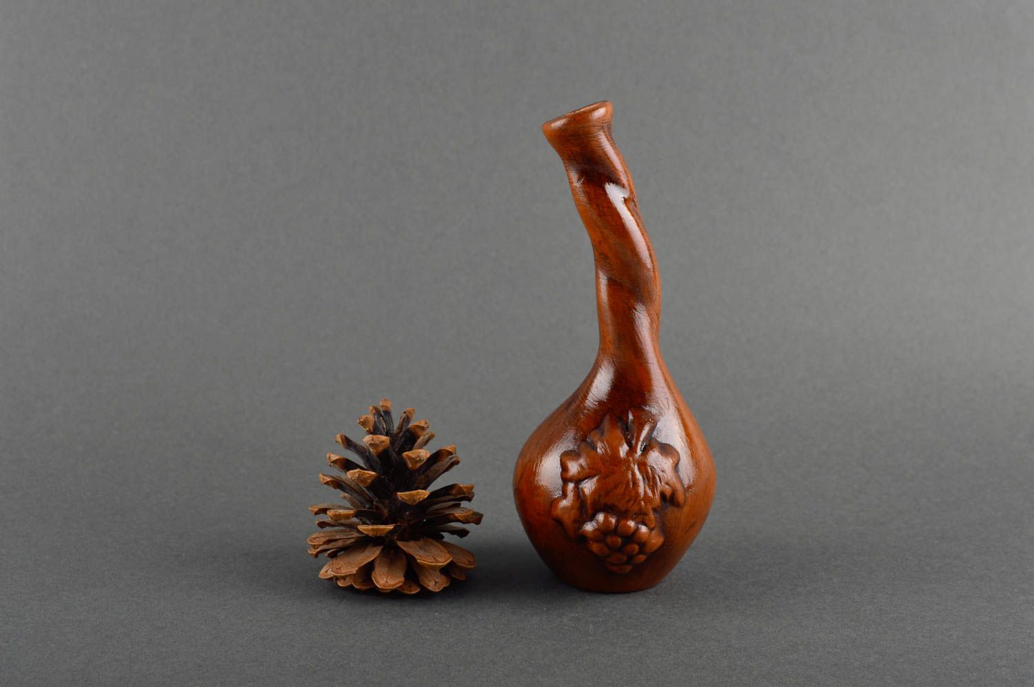 10 oz ceramic handmade wine decanter in classic brown color 6 inches, 0,25 lb photo 1