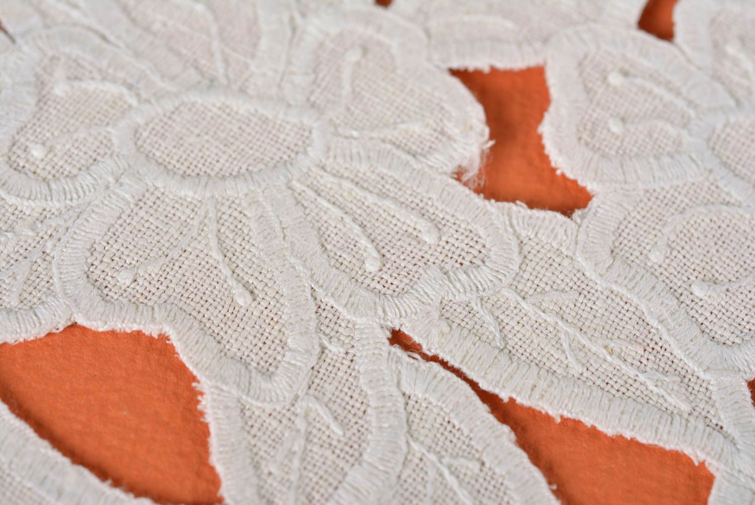 Handmade linen napkin designer interior decor ideas white flower napkin photo 3