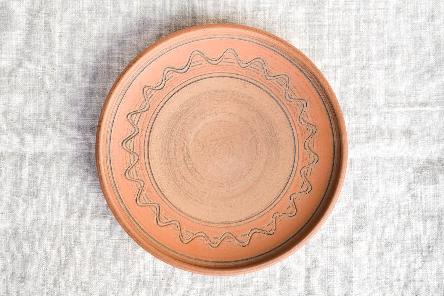 Handmade designer plate unusual ceramic dishware beautiful clay plate photo 4