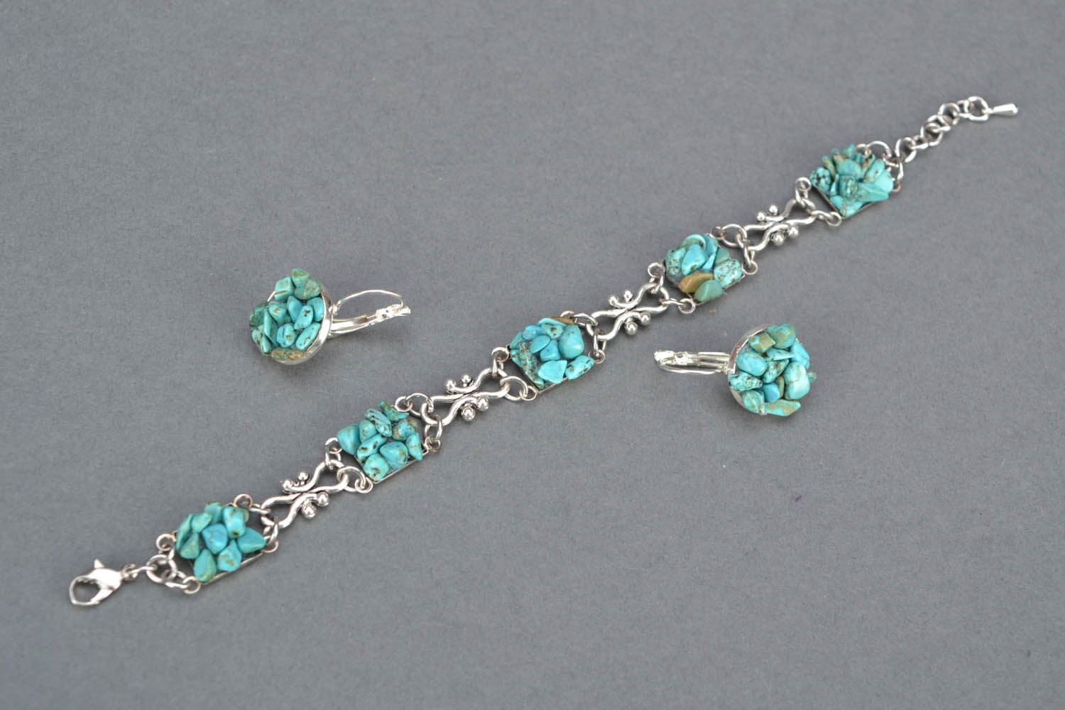 Earrings and bracelet with turquoise photo 3