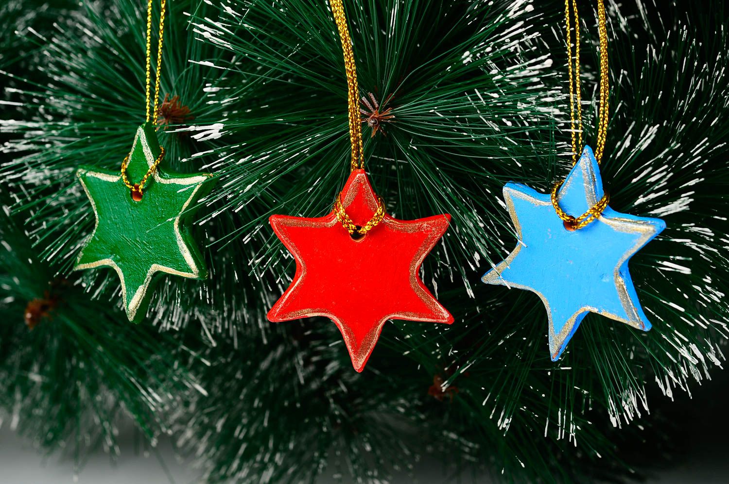 Handmade christmas tree toy home decor ideas clay toys 3 items set of stars  photo 1